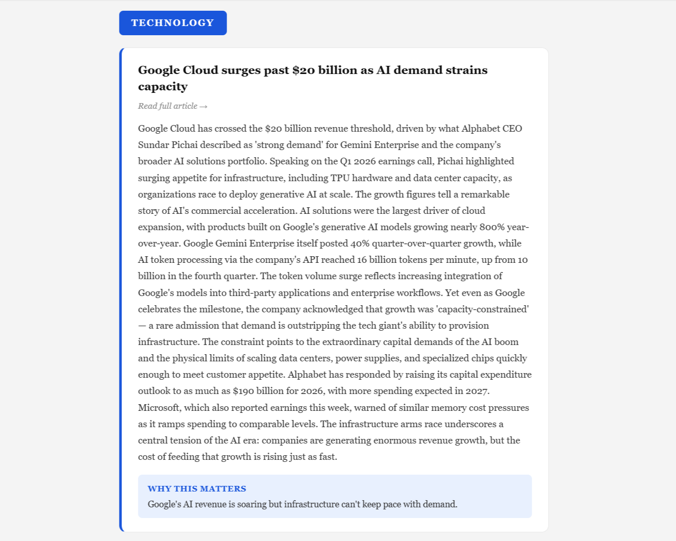 Full E10 Stories email layout showing weather widget, section headers, article cards, and Why This Matters callouts